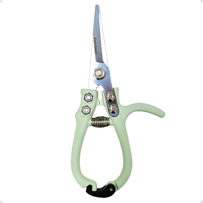 Fondwell 6" Small Pruning Shears Garden Scissors for Indoor Plants Trimming | 1-Pack Garden Snips, Ultra-Sharp Micro-Tip Straight Blades, Fatigue-Free - Best for Delicate Cutting Flower Stems Herbs Buds