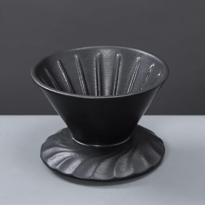 Handmade Black Pour Over Coffee Maker Set, Ceramic Coffee Dripper Brewer Heat Resistant Coffee Pot Decanter ACM02B