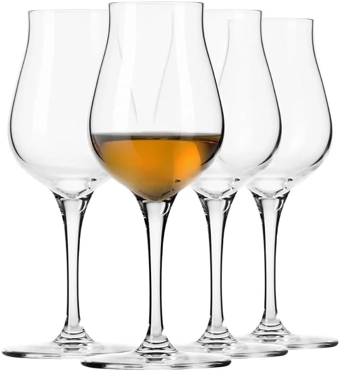 KROSNO Cognac Glasses Set of 4, 3.7 oz, Avant-Garde Collection | Drinking Tumblers, Lead-Free Crystal for Bourbon, Scotch, Cocktails ,Whiskey, Rum, Gift Set, Dishwasher Safe