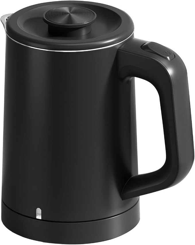 0.6L Small Little Travel Electric Tea Coffee Kettle | 304 Stainless Steel,Double Wall,Auto Shut-Off,Boil Dry Protection