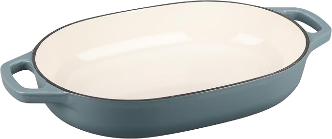 EDGING CASTING Enameled Cast Iron Oval Dutch Oven Pot with Lid, Dutch Oven for Sourdough Bread Baking, Bread Oven, Bread Dutch Oven, Oval Bread Pan, 7qt, Seasalt