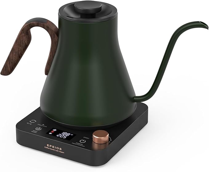 Epeios Gooseneck Electric Kettle ±1°F Temperature Control,1200W,0.9L,Green | Rapid Heating, Precision Pour-Over for Coffee & Tea,Smart Hot water Boiler, 304 Stainless Steel Interior, Auto Shut-Off