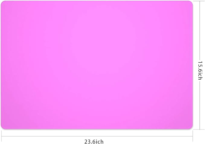 Silicone Placemats, Food-Grade Non-Slip Waterproof, Dining, Stain Resistant, Countertop Protector, Kitchen Counter Mat, Heat Resistant, Baking mat Dishwasher Safe (23.6"×15.7"-2pack, Rose)