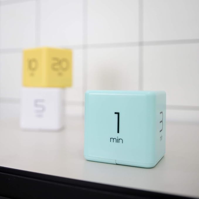 mooas Cube Timer, Flip, Block, Productivity, Time Management (Mint) | 1/3/5/10 Min Countdown Timer, Battery Operated, 2-Level Alarm Vol, Easy to Use, ADHD, Exercise, Study, Cooking