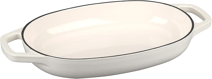 EDGING CASTING Enameled Cast Iron Oval Dutch Oven Pot with Lid, Dutch Oven for Sourdough Bread Baking, Bread Oven, Bread Dutch Oven, Oval Bread Pan, 5qt, White