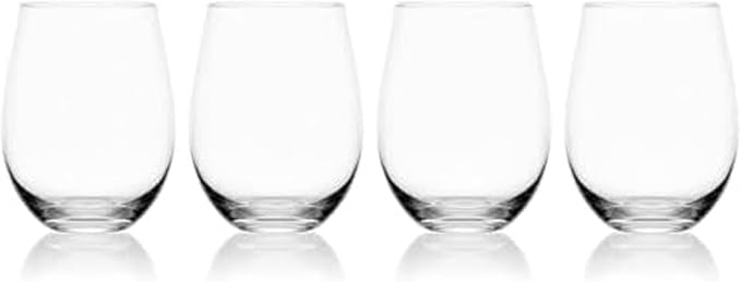Mikasa Lana Stemless Wine Glasses, Set of 4, 18 Ounce, Clear