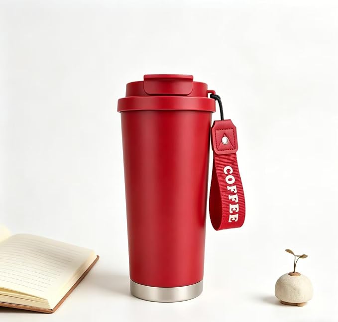 Stainless steel insulated Tumbler Portable leak-proof coffee mug 18oz sports water Bottle suitable for car cup holder BPA-free insulated water bottle for sports，school，travel，Classic Red