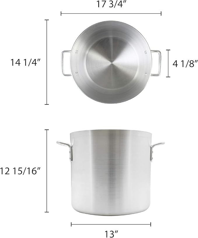 TrueCraftware- 32 qt. Aluminum Stock Pot with Riveted Handles 4mm Thickness- Multipurpose Pot Cookware Large Stockpot Stew For Cooking Simmering Soup Seafood Stock Home Kitchen Restaurant