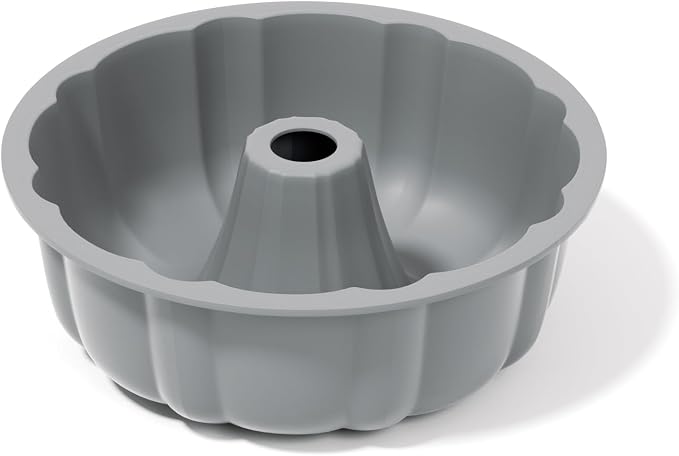 SOV silicone cake pan, silicone Cake Molds, Bakeware Non Stick 10 inch Pan for Jello,Gelatin,cake, Silicone Baking Molds for Cakes, Round Baking Pan (grey+1 pack)