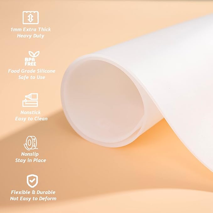Extra Large Silicone Mat Kitchen Counter Heat Resistant Table Mat 36" x 24" | Place Mats Countertop Protector, Thick Placemats Silicone Mats for Kitchen Counter Dining Table Mat, White Translucent, Sapid
