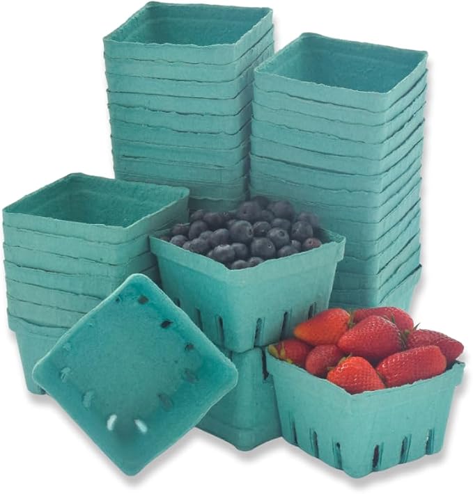 Kitchens Green Molded Pulp Fiber Berry/Produce Vented 1 Pint Basket 40 Pieces