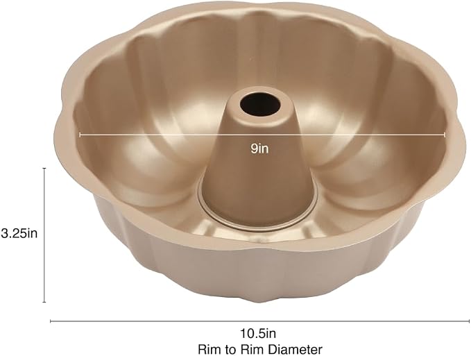 David Burke 9" Fluted Bake Pan – Carbon Steel Bundt Cake Pan – Bronze
