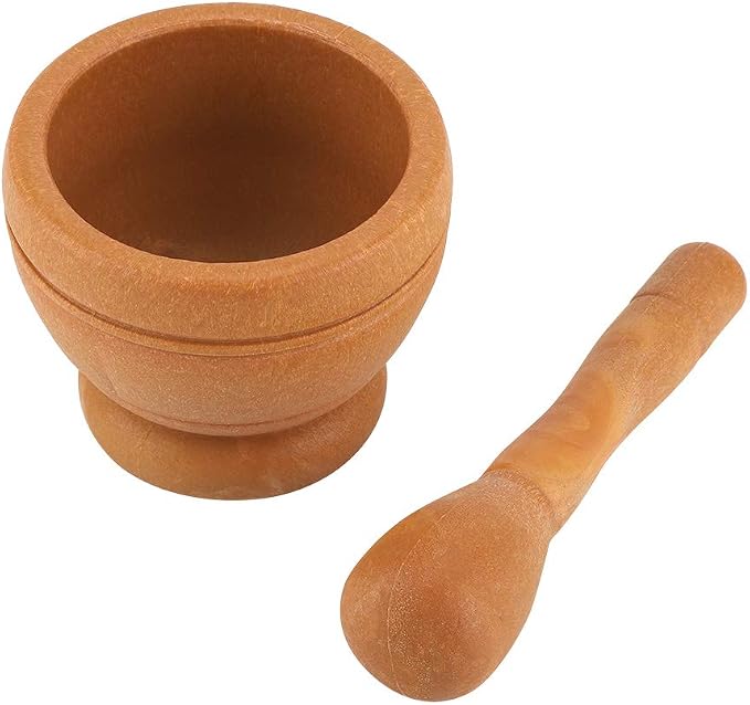 Mortar and Pestle Set, Manual Garlic and Seasoning Grinder with Non Slip Base Grinding Bowl for Crushing Seasonings, Making Paste, Guacamole and More (Wood Color)