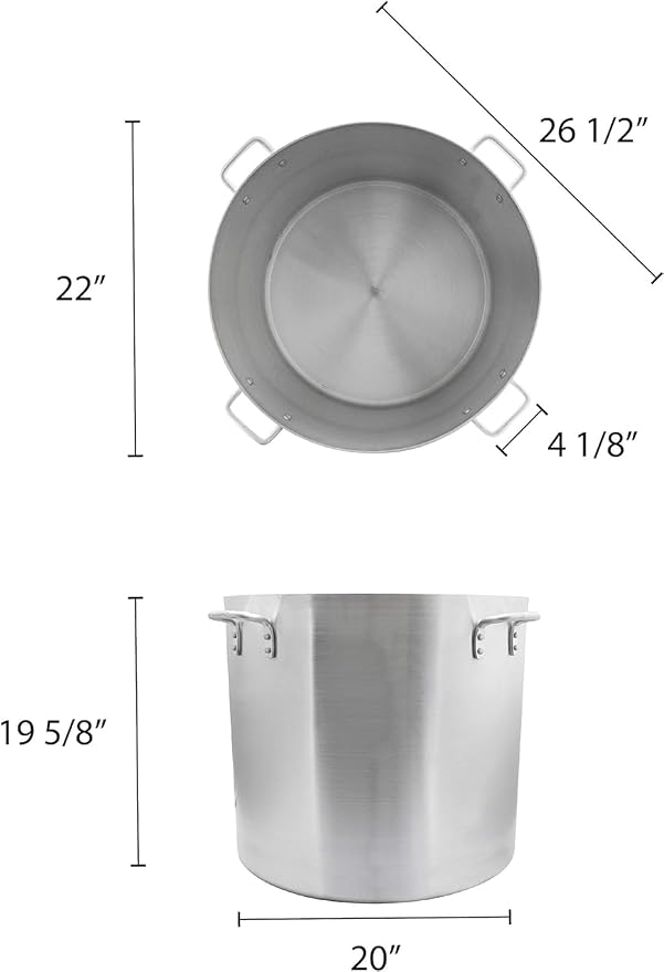 TrueCraftware- 120 qt. Aluminum Stock Pot with Quad Handles 6mm Thickness- Multipurpose Pot Cookware Large Stockpot Stew For Cooking Simmering Soup Seafood Stock Home Kitchen Restaurant