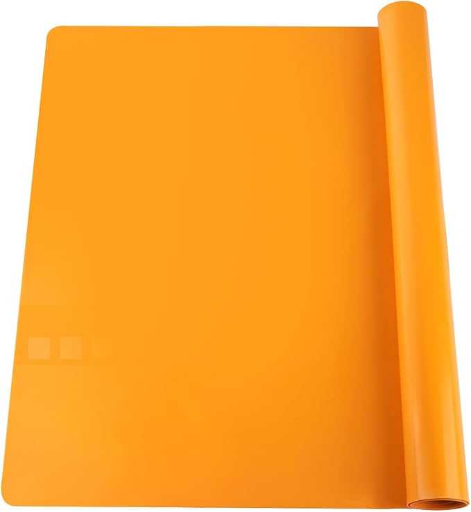 Extra Large Silicone Mats for Kitchen Counter, 27.6'' x 15.7'' Silicone Placemats for Kids, Nonstick Silicone Mat for Baking Crafts, Nonskid Heat Resistant Mat Orange Kids Placemats for Table,1Pcs