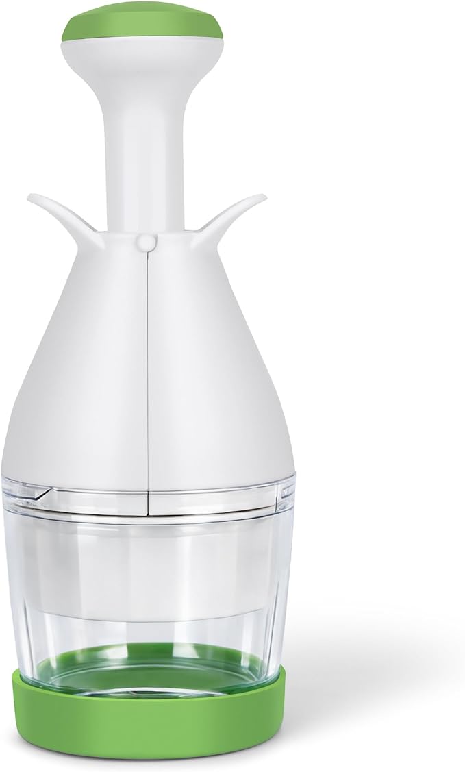 IVYROLL Vegetable Chopper, Manual Food Chopper | for Onion, Garlic, Nuts and Veggies, Hand-Powered Vegetable Cutter, Dishwasher Safe, Stainless Steel Blades