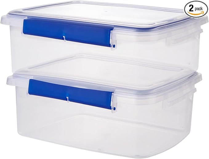 2 Pcs Large Food Storage Containers with Airtight Lid, 5.5L Reusable Meal Prep Container, Food-Grade Plastic Bread Box for Homemade Bread, Cookies, Food