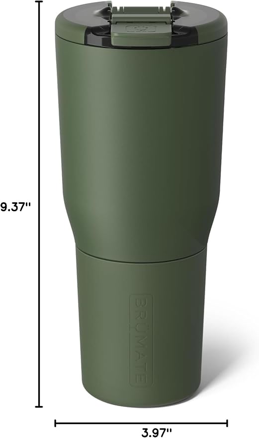 BrüMate Nav 35oz 100% Leak Proof Insulated Travel Tumbler with Magnetic BevLock™ Lid - Double Wall Cup-Holder Friendly Stainless Steel Mug (OD Green)