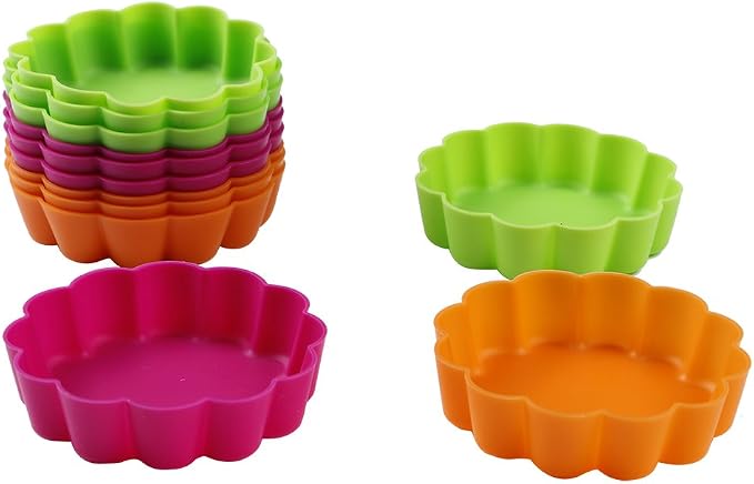 Webake Silicone Mini Tart Pan Non-stick Mini Quiche Molds Holiday Small Pie Baking Pan 3-1/4 Inch Tart Mold, Wax Melt Liners Individual Baking Cups European Food Grade (12 Pack)
