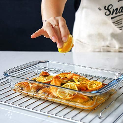 M MCIRCO 8 Piece Deep Glass Baking Dish with Lids, BPA free, Green | Rectangular Glass Bakeware Set, Baking Pans for Lasagna, Casserole Dishes, Microwave, Oven, Freezer, Dishwasher