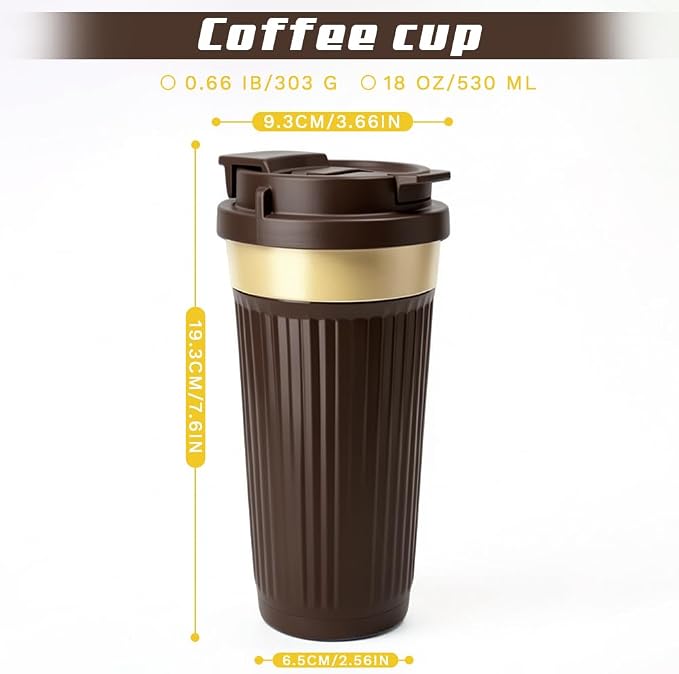 Vacuum Insulated Stainless Steel Travel Coffee Mug,Leak Proof Cup with Lid | 304 stainless steel mug with vacuum insulation, leak proof lid, silicone grip and car cup holder friendly design