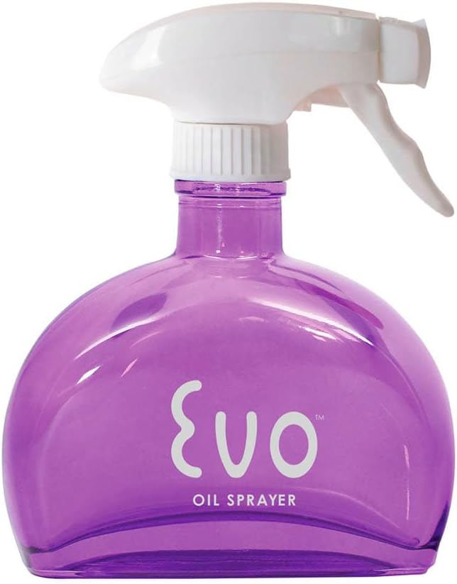 Evo Glass Oil Sprayer, Non-Aerosol For Olive Oil, Cooking Oils And Vinegars, Purple, 6-Ounce Capacity, For Grilling, Roasting, Air Frying, Baking And Salad Prep