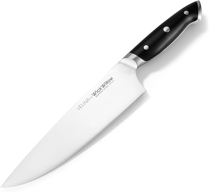 WICKWILLOW 8” Chef Knife – Ultra Sharp German Steel, Ergonomic Handle | Effortless slicing, dicing and chopping with balanced control and lasting sharpness. Gift-Ready.