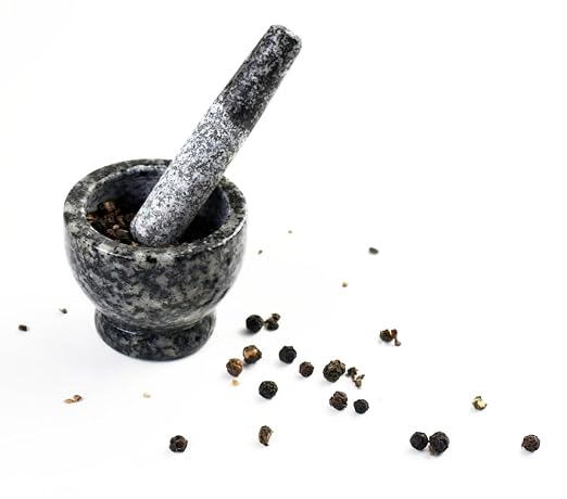 Tiny Granite Mortar and Pestle Set, Miniature Grinder for Herbs, Asian Spices and Seeds for Thai, Chinese, Indian Cuisine Chefs and Home Cooks