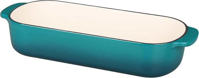 EDGING CASTING Enameled Cast Iron Loaf Pan with Lid, Bread pan, Dutch Oven Bread pan for Homemade Sourdough Bread Baking, 12.5x5.5 inch, 5qt, Darkcyan