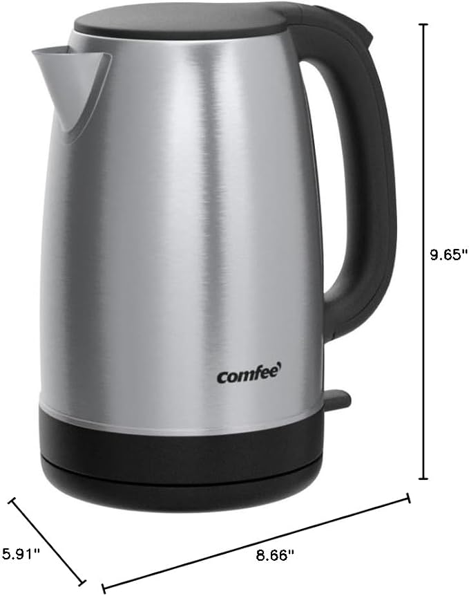 COMFEE' 1.7L Stainless Steel Electric Tea Kettle, BPA-Free Hot Water Kettle Electric with LED Light, Auto Shut-Off and Boil-Dry Protection, 1500W Fast Boil Electric Kettle (Pack of 6)
