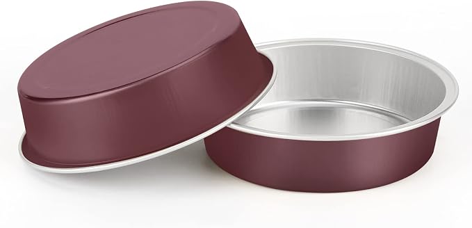 Beasea Disposable Mini Pie Tins With Lids, 4 Inch 50 Pack Disposable Mini Pie Pans, 8 Oz Aluminum Foil Coffee Brown Tart Pans Round Oven Baking Small Cake Tin for Cheesecake Fruit Tart Quiche