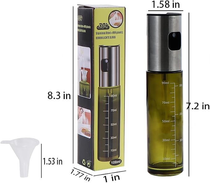 NIKKIER Oil Sprayer for Cooking,100ml Olive Oil Spritzer,Oil Sprayer for Air Fryer, Salad,BBQ,Roasting (Light Blockage)