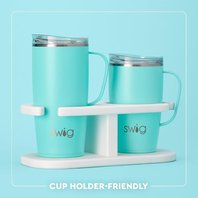 Swig Life 22oz Insulated Travel Mug with Handle & Lid, Hydrangeas | Triple Insulated Stainless Steel - Handle & Lid Included - Keeps Coffee Hot or Cold - Cup Holder Friendly
