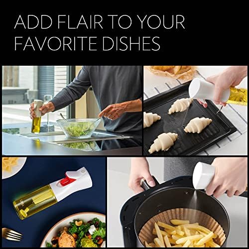FLAIROSOL OLIVIA SIGNATURE Oil Sprayer, 130ml Glass, Golden Leaves | Portion control mist for air fryer, salad, BBQ, refillable & reusable, fine mist olive oil kitchen sprayer, anti-drip