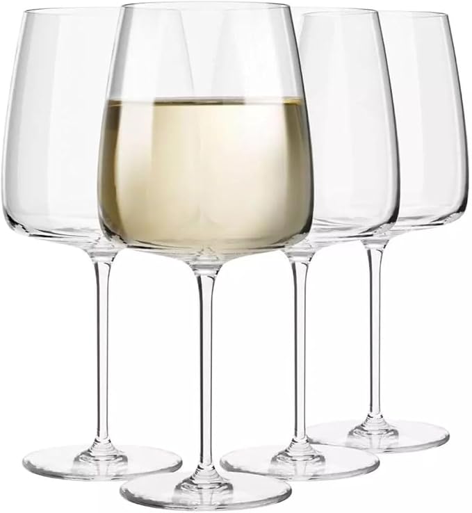 Krosno White Wine Glasses Set of 4, 16.2 oz, Modern Collection | Red Wine Glasses, Rosé, Cocktails, Aperol, Water, Glass, Lead-Free Crystal, Dishwasher Safe, Idea Reaglo