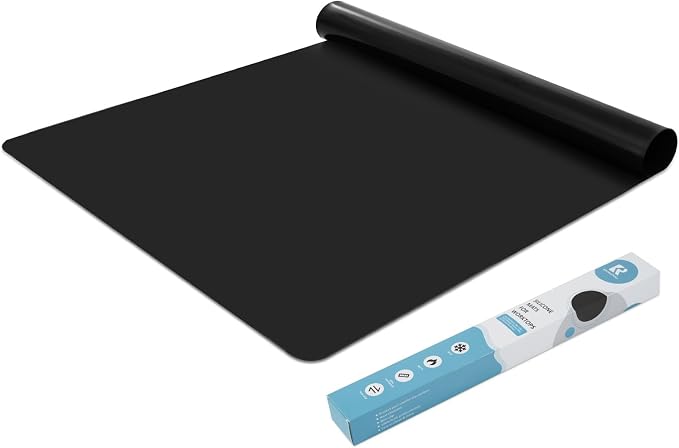 Extra Large Silicone Mat for Kitchen Worktop Protector, 1.5MM Thick Nonstick Heat Resistant Countertop Mat, Nonskid Placemat, Craft Mat, Table Mat (Black, 23.6"x31.5")