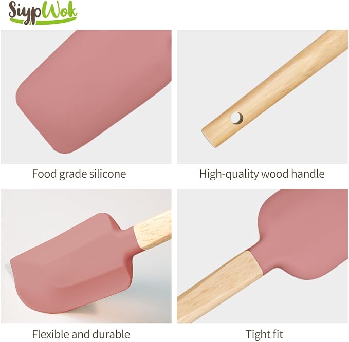 Silicone Spatula Set, Food Grade Rubber Spatula-5 Piece Nonstick Rubber Spatulas, Spoonula, Jar Scraper for Cooking, Baking, Mixing, Frosting - Heat Resistant Up to 600°F (5 Pcs Pink)