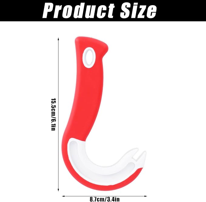 Easy Open Ring Pull Can Opener, J Hook Can Opener Pull Tab with No-Slip Grip for Seniors Kids Weak Hands Manual Soda Beer Pop Top Tin Bottle Jar Lid Lifter Tool (Red)