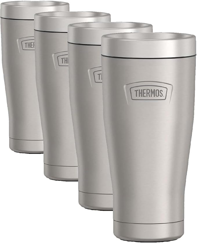 THERMOS ICON SERIES, Stainless Steel Tumbler, Matte Stainless_Steel, 16 oz (Pack of 4)