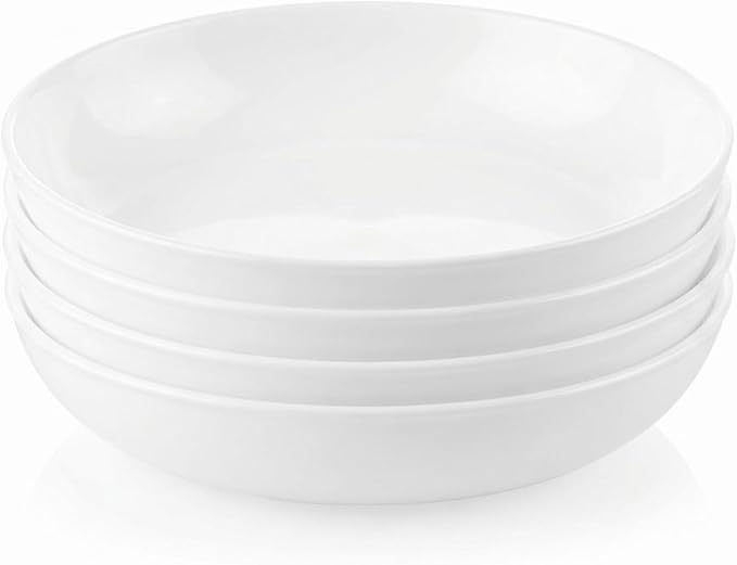 Corelle 4-Pc Versa Bowls for Pasta Salad and More, Service for 4, Durable and Eco-Friendly 30-Oz, Compact Stack Bowl Set, Microwave and Dishwasher Safe, White