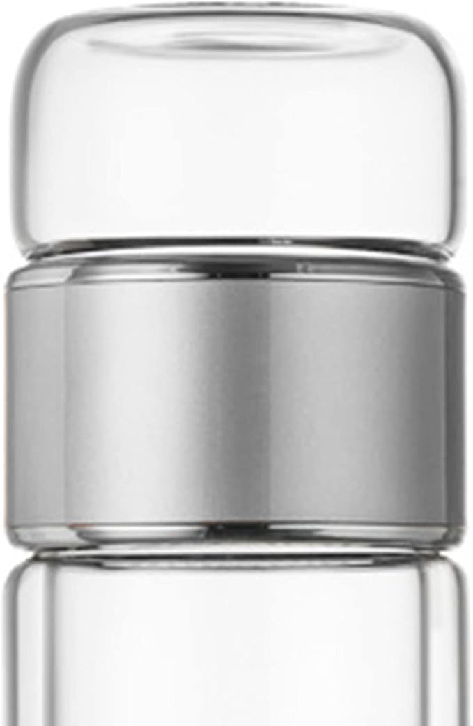 Yosoo Health Gear Tea Infuser Bottle 420ml - Leak-Proof Double Layer Stainless Steel & Glass Tea Bottle with Water Separation for Home, Office & Travel (Silver)