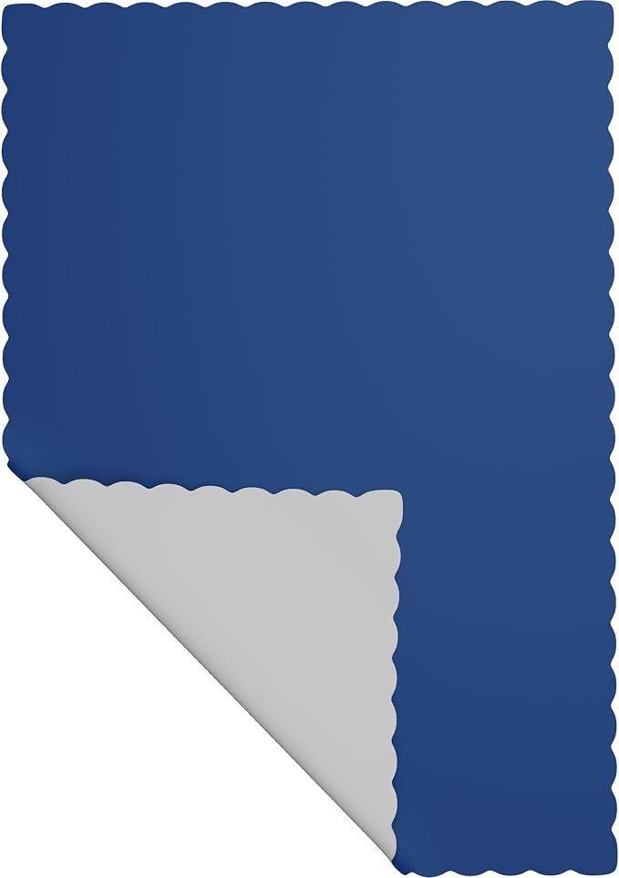 Paper Placemats - Disposable - Scalloped Edge (Blue, 50)