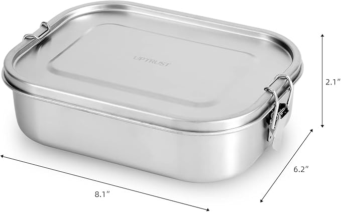 UPTRUST Stainless Steel Bento Lunch Box for Kids, 5-Compartment 1400ML | Metal container with leak-proof lockable clips, for kids and adults lunch, meal prep, or travel