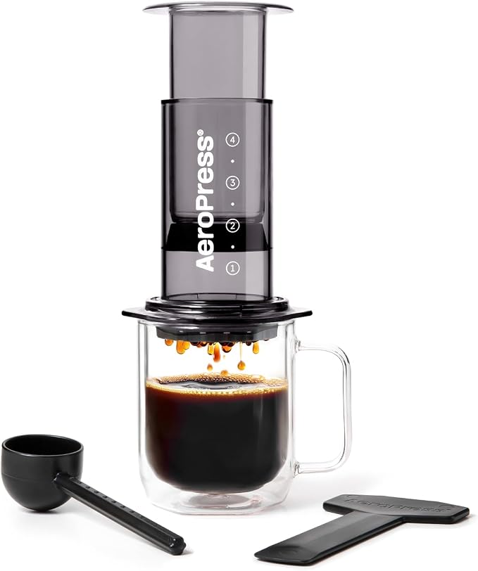 AeroPress Clear Black Coffee Press, French Press, Pour-Over & Espresso Style
