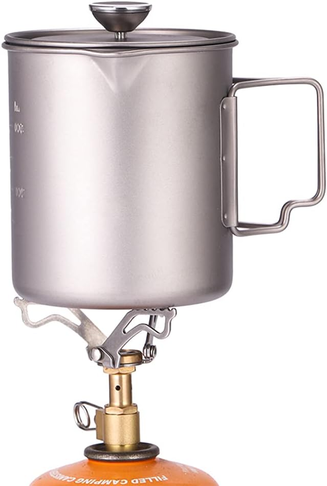 LIXADA Titanium French Press Coffee Maker, 750ml, Corrosion Resistant, Foldable Handle, Outdoor Camping Cooking Pot