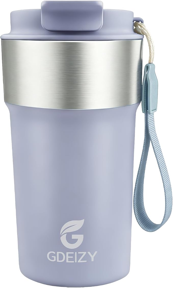 Insulated Travel Coffee Mug, 17oz Stainless Steel Leakproof Flip Straw Cup | Double Wall Vacuum Insulated, BPA-Free Material, Reusable Tumbler for Hot & Cold Drinks, Classic Black, Fits Car Cup Holders