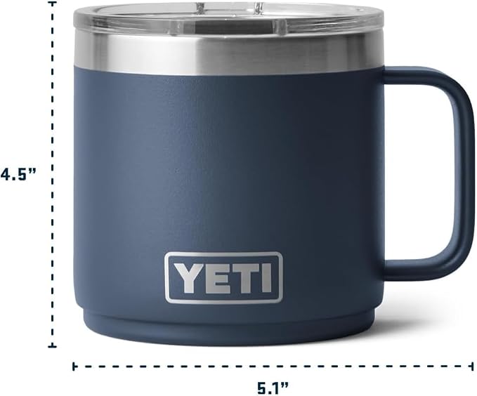 YETI Rambler 14 oz Ceramic Lined Stackable Mug, Vacuum Insulated, Stainless Steel with MagSlider Lid, Stainless