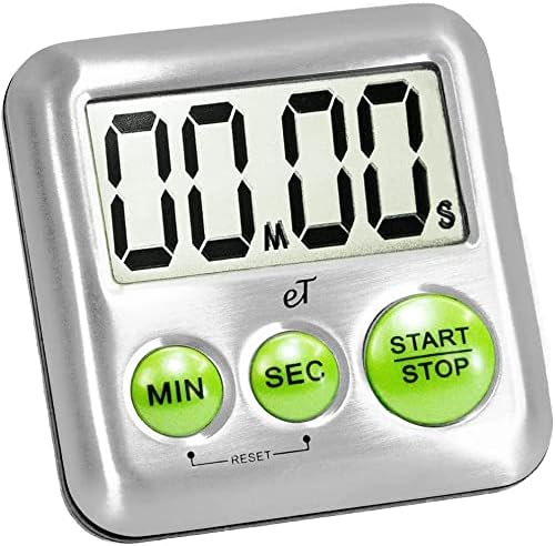 Elegant Digital Kitchen Timer Stainless Steel - Loud Alarm - Model Lime