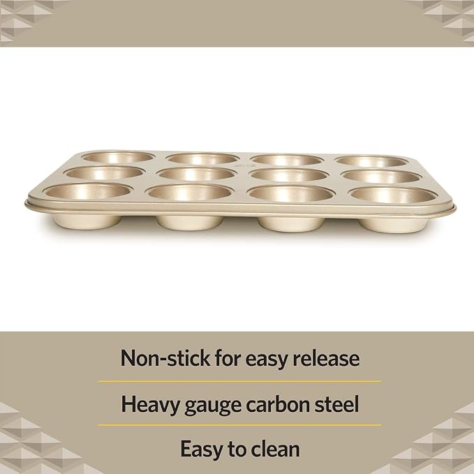 Glad Mini Muffin Pan Nonstick - Heavy Duty Metal Cupcake Tin with Small Baking Cups, Mini 12-Cup