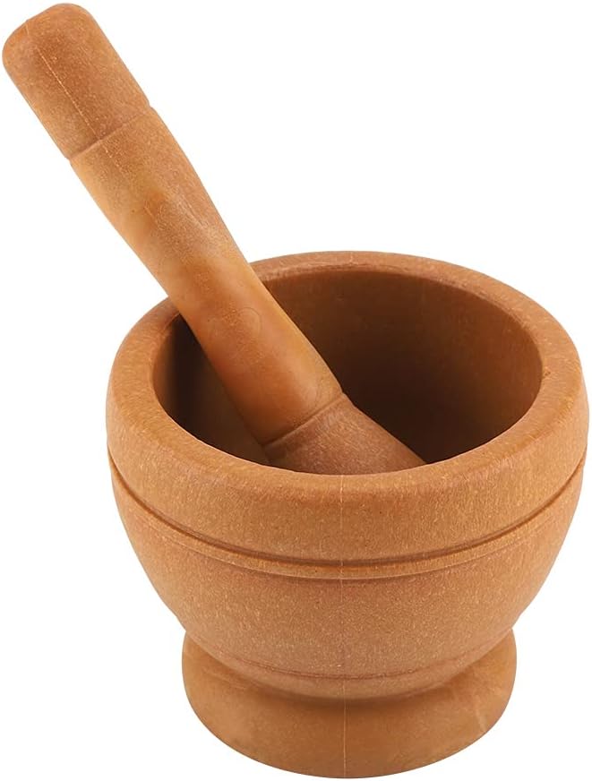 Mortar and Pestle Set, Manual Garlic and Seasoning Grinder with Non Slip Base Grinding Bowl for Crushing Seasonings, Making Paste, Guacamole and More (Wood Color)